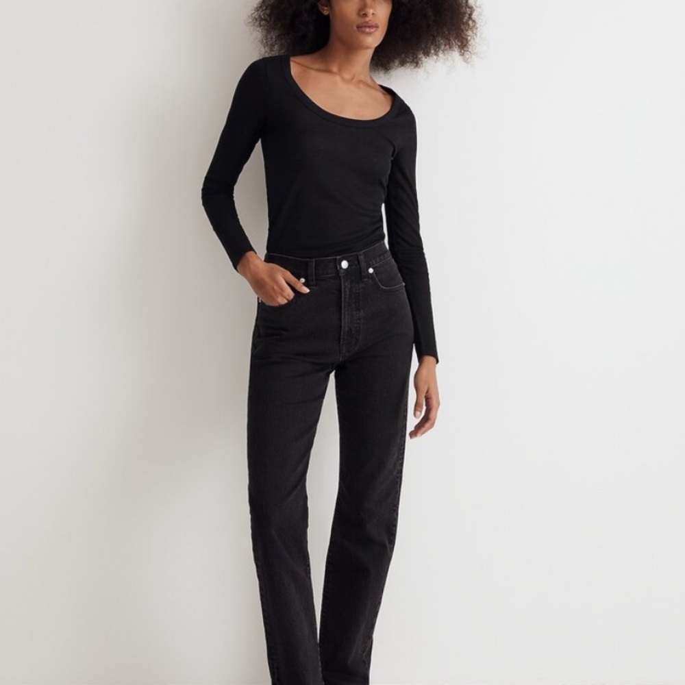Madewell 90s Straight Black Jeans, 28